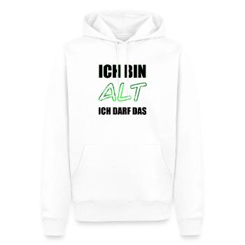 Ich bin alt, ich darf das - Männer Premium Bio Hoodie - Weiß - Vorne - Nico (187cm)