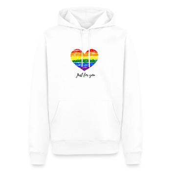 Pride Herz Regenbogenfarben LGBT Just for You - Männer Premium Bio Hoodie - Weiß - Vorne - Nico (187cm)