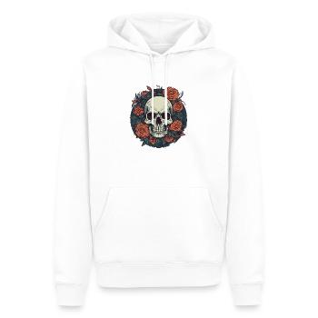 Skull and roses - Men’s Premium Organic Hoodie - white - Front - Nico (187cm)
