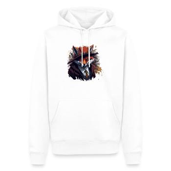 Fuchs Detektiv Splash 5000 - KI - DIGITAL - Männer Premium Bio Hoodie - Weiß - Vorne - Nico (187cm)