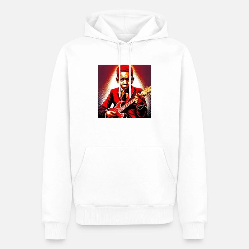 Robert Johnson guitariste - Sweat à capuche Premium bio Homme - blanc