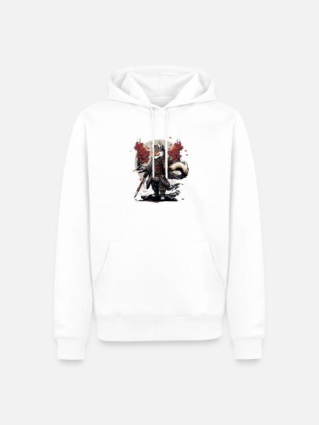 Lonesome Wolf - Männer Premium Bio Hoodie - Weiß