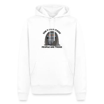 N’allez pas dehors Les gens sont là - Sweat à capuche Premium bio Homme - blanc - Devant - Nico (187cm)