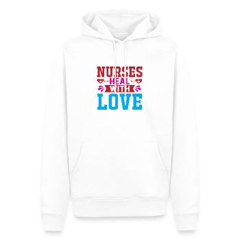 Nurses heal with love - Männer Premium Bio Hoodie - Weiß - Vorne - Nico (187cm)