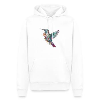 Cute hummingbird bird with floral pattern flowers - Men’s Premium Organic Hoodie - white - Front - Nico (187cm)