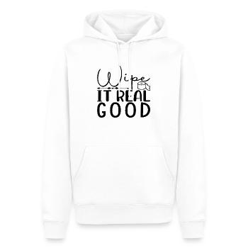 Essuyez-le vraiment Bon - Sweat à capuche Premium bio Homme - blanc - Devant - Nico (187cm)
