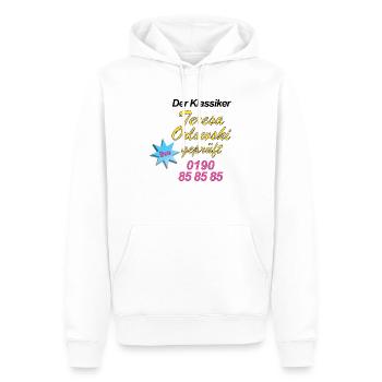 Geprüft - Männer Premium Bio Hoodie - Weiß - Vorne - Nico (187cm)