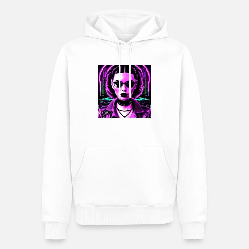 Fille synthwave - Sweat à capuche Premium bio Homme - blanc