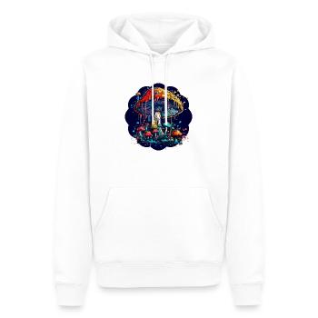 Neon - Mushrooms - Psychedelic Nature - Amanita Ma - Männer Premium Bio Hoodie - Weiß - Vorne - Nico (187cm)