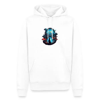 Urban Dream: Eine traumhafte Stadtlandschaft - Männer Premium Bio Hoodie - Weiß - Vorne - Nico (187cm)