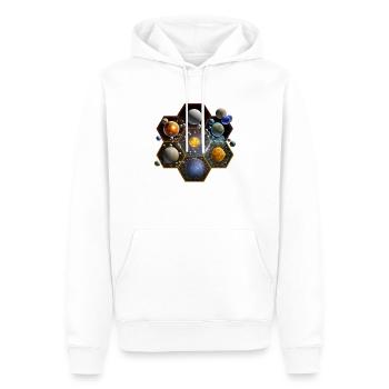 Sechseckiges Sonnensystem - Männer Premium Bio Hoodie - Weiß - Vorne - Nico (187cm)