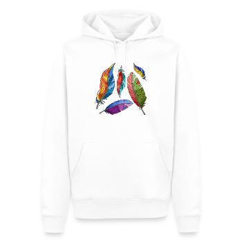 Feder - Männer Premium Bio Hoodie - Weiß - Vorne - Nico (187cm)