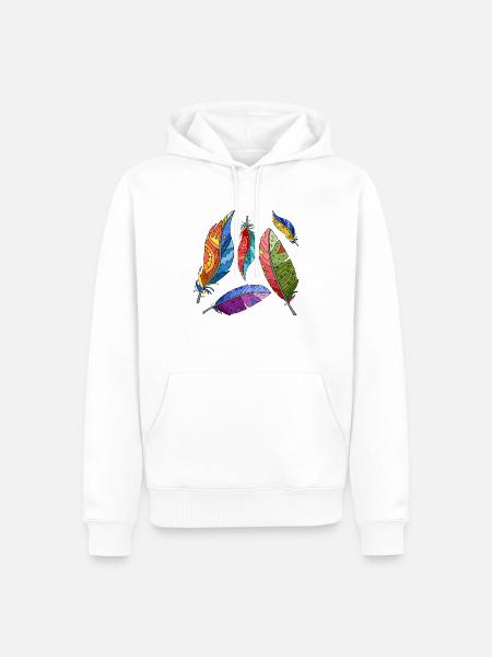 Feder - Männer Premium Bio Hoodie - Weiß