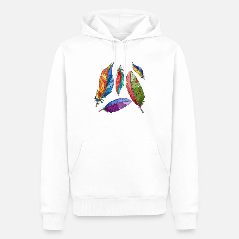 Feder - Männer Premium Bio Hoodie - Weiß