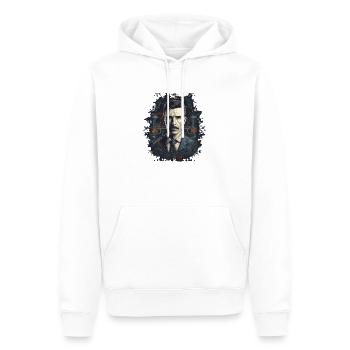 Elektrisierendes Genie: Nikola Tesla - Männer Premium Bio Hoodie - Weiß - Vorne - Nico (187cm)
