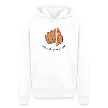 Was willst du? - Männer Premium Bio Hoodie - Weiß - Vorne - Nico (187cm)