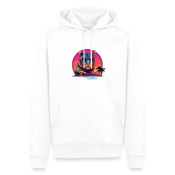 Synthwave Tiger Sunset - Männer Premium Bio Hoodie - Weiß - Vorne - Nico (187cm)