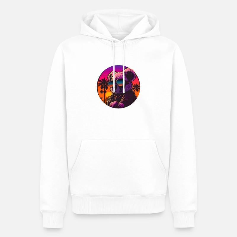 Synthwave Koala Sunset - Sweat à capuche Premium bio Homme - blanc