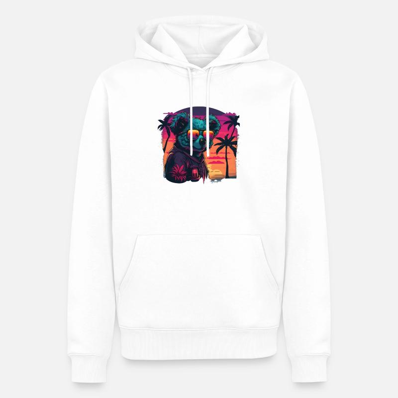 Synthwave Koala Sunset - Sweat à capuche Premium bio Homme - blanc