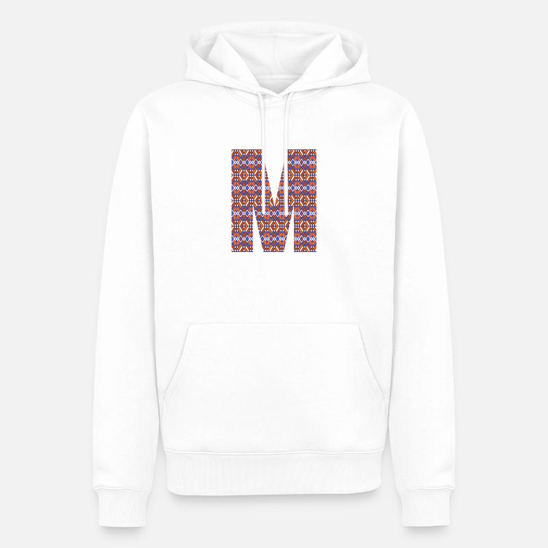 Monogramm Buchstabe M - geometrisches Muster - Männer Premium Bio Hoodie - Weiß