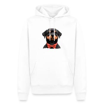 Hundewelpe Rottweiler mit Fliege Hund Anzug Hunde - Männer Premium Bio Hoodie - Weiß - Vorne - Nico (187cm)