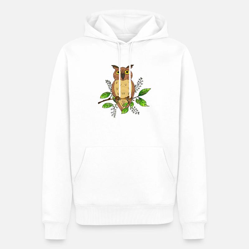 Eulenvogel - Männer Premium Bio Hoodie - Weiß