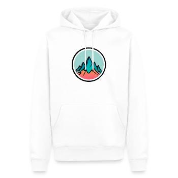 “Bergzauber mit KI” - Männer Premium Bio Hoodie - Weiß - Vorne - Nico (187cm)