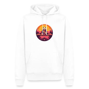Synthwave mangeant Panda Japon Coucher de soleil - Sweat à capuche Premium bio Homme - blanc - Devant - Nico (187cm)