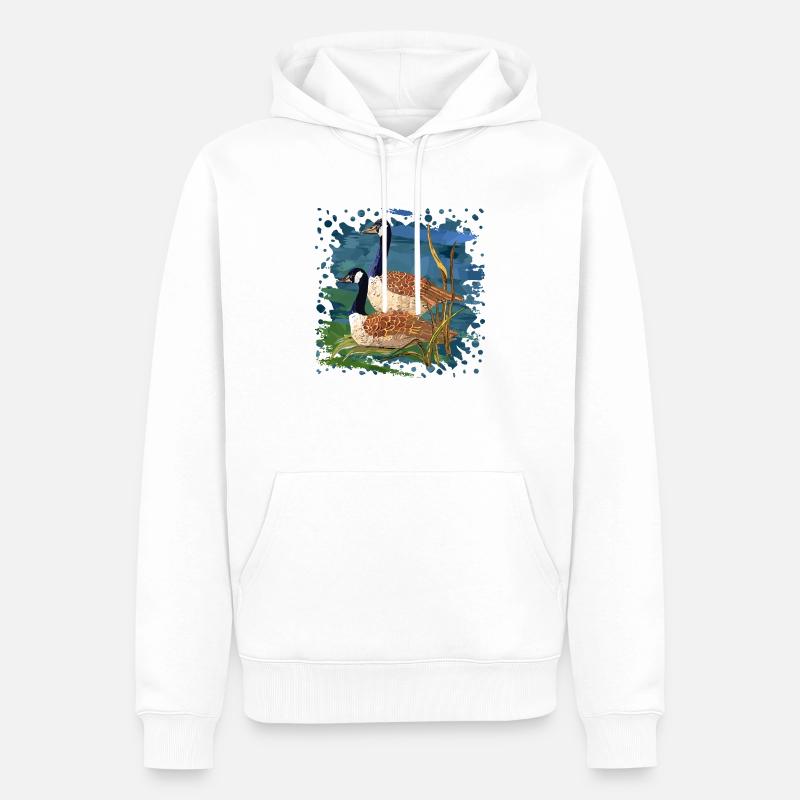 Oiseaux - Sweat à capuche Premium bio Homme - blanc