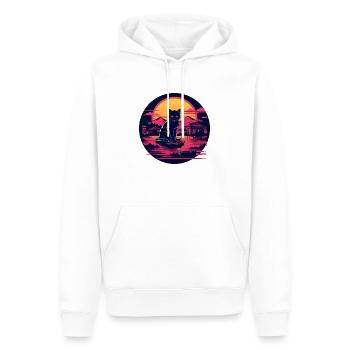 Synthwave japan Cat in the night - Männer Premium Bio Hoodie - Weiß - Vorne - Nico (187cm)