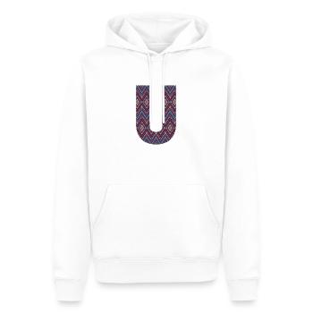 Monogram Letter U- geometric pattern - Men’s Premium Organic Hoodie - white - Front - Nico (187cm)