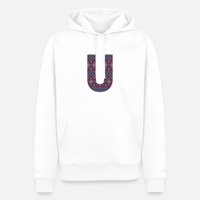 Monogramm Buchstabe U- geometrisches Muster - Männer Premium Bio Hoodie - Weiß