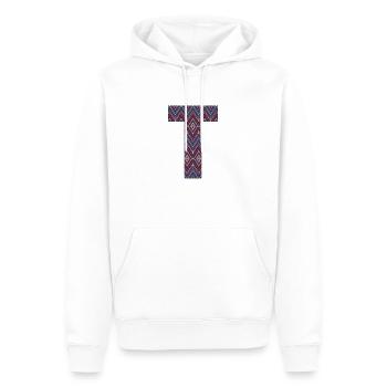 Monogram Letter T- geometric pattern - Men’s Premium Organic Hoodie - white - Front - Nico (187cm)