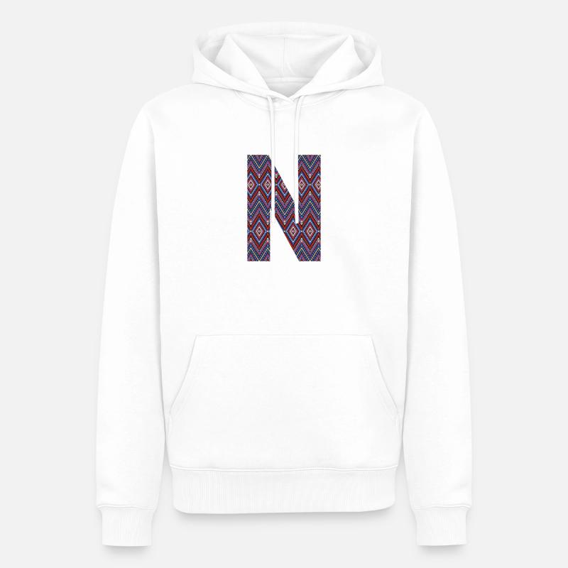 Monogramm Buchstabe N - geometrisches Muster - Männer Premium Bio Hoodie - Weiß
