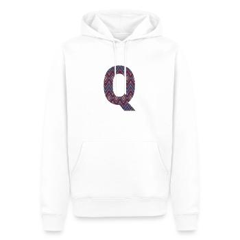 Monogram Letter Q- geometric pattern - Men’s Premium Organic Hoodie - white - Front - Nico (187cm)