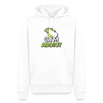 Protein Shaker - Gym Addict: Alimentez votre forme physique - Sweat à capuche Premium bio Homme - blanc - Devant - Nico (187cm)