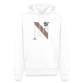 lettre n papillon magique - Sweat à capuche Premium bio Homme - blanc - Devant - Nico (187cm)