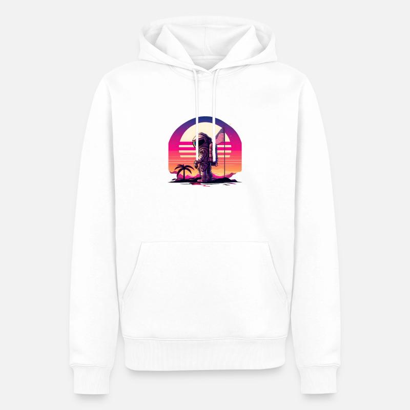 Synthwave Astronaut Space Sunset - Männer Premium Bio Hoodie - Weiß