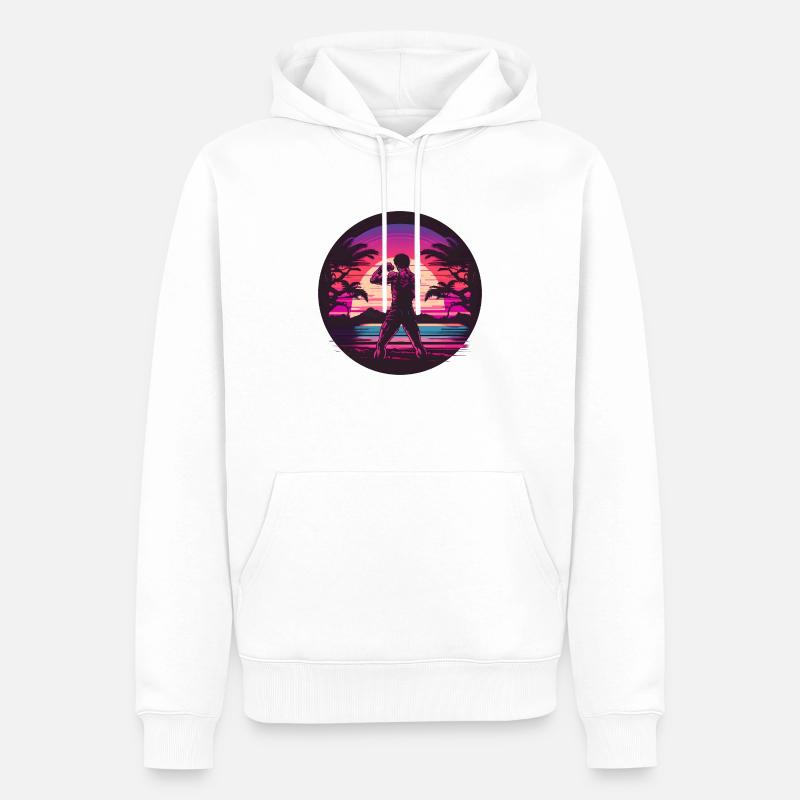Synthwave Fighter - Sweat à capuche Premium bio Homme - blanc