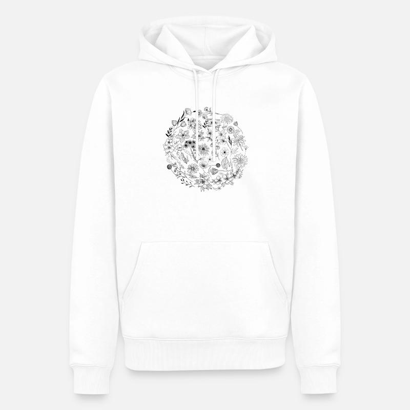 Minimalistische Blume - Männer Premium Bio Hoodie - Weiß