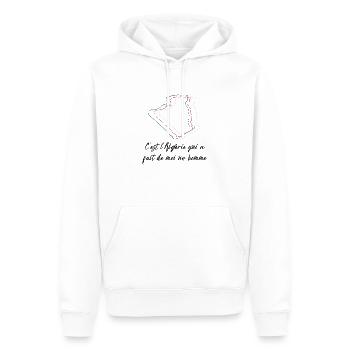 C est l Algérie qui a fait de moi un homme - Sweat à capuche Premium bio Homme - blanc - Devant - Nico (187cm)