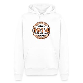 vintage 1974 - Sweat à capuche Premium bio Homme - blanc - Devant - Nico (187cm)