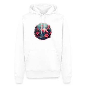 Flamant rose floral - Sweat à capuche Premium bio Homme - blanc - Devant - Nico (187cm)