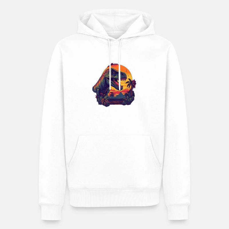 Puissant T Rex King - Sweat à capuche Premium bio Homme - blanc