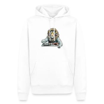 Diko le lion Deejay - Sweat à capuche Premium bio Homme - blanc - Devant - Nico (187cm)