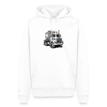Camion HeavyHauler - Sweat à capuche Premium bio Homme - blanc - Devant - Nico (187cm)