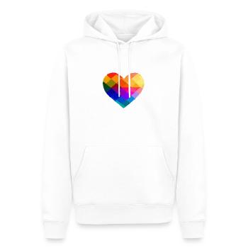 Geometrisches Herz in den Farben des LGBT-Regenbogens - Männer Premium Bio Hoodie - Weiß - Vorne - Nico (187cm)