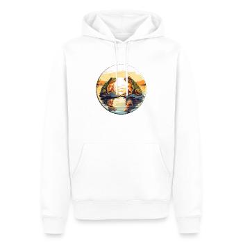 Zwei Frösche genießen den Sonnenuntergang - Männer Premium Bio Hoodie - Weiß - Vorne - Nico (187cm)