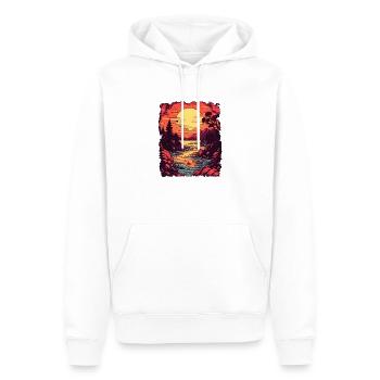 Coucher de soleil sur le lac - Sweat à capuche Premium bio Homme - blanc - Devant - Nico (187cm)