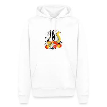 Eddy le chat aux fruits - Sweat à capuche Premium bio Homme - blanc - Devant - Nico (187cm)